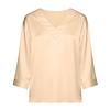 Womens 3/4 Length Sleeves Shirts V-Neck Satin Color Loose Dressy Trendy T-Shirt Pullover Blouse Tops