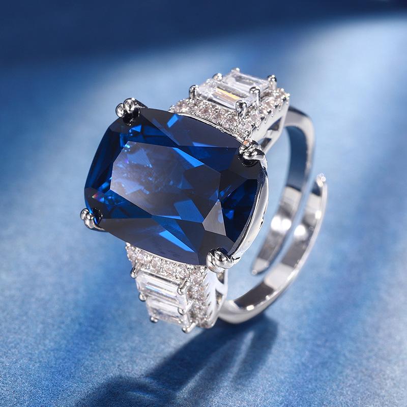 Schmuck Kupferboden Vergoldet Simulationsfarbe Schatz Korund Fett Quadratisch 12 * 16 Senior Design Ring Damen