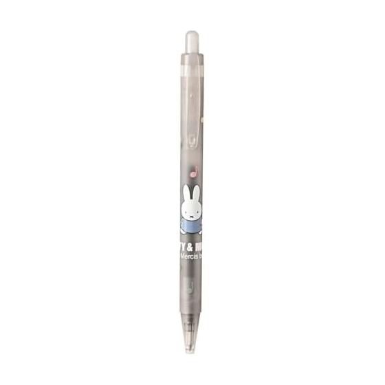 Kutsuwa Miffy Oil-Based Ballpoint Pen, 0.7mm Black Ink, Miffy & Music Notes, MF926B, Translucent Frosted Barrel