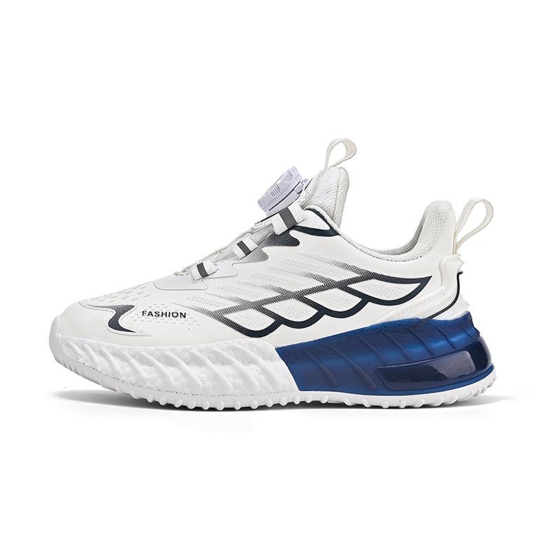 Children's and Boys' Sports Shoes 2025 New Leather Non-slip Rotary Buckle Running Shoes Medium and Older Children's Casual Sports Shoes Trend