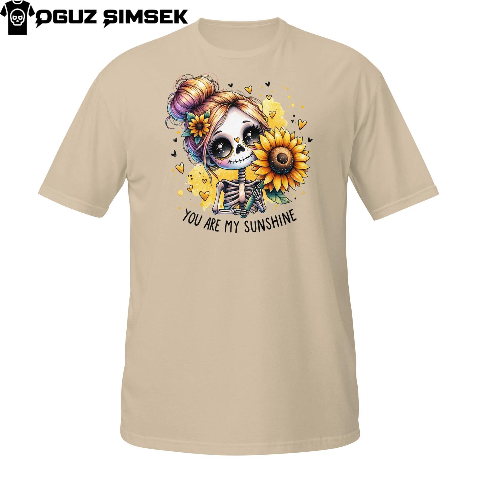 You Are My Sunshine Skeleton Girl T-Shirt Mens Womens Tees Top | Cute Sunflower Gothic Pastel Graphic L