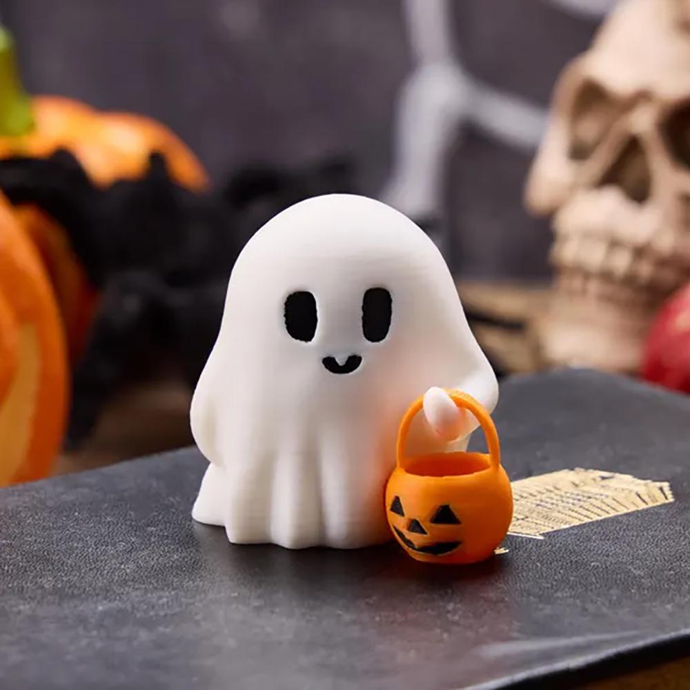 3Pcs Cute Tiny Trick or Treat Ghost Pumpkin Halloween Decoration Desk Display Spooky Home Decor Adorable Fall Accent Unique Gift