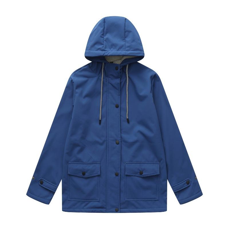 

Новый женский весенне-осенний плащ-тренч с капюшоном, куртка из композиционного флиса с защитой от брызг, размер длинный рукав 55 XXXL темно-синий