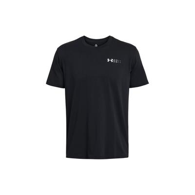 Schweres Herren-T-Shirt mit Logo-Grafik auf der linken Brust, Pullover, kurzärmlig, Oberteile, Schwarz 1382904-001