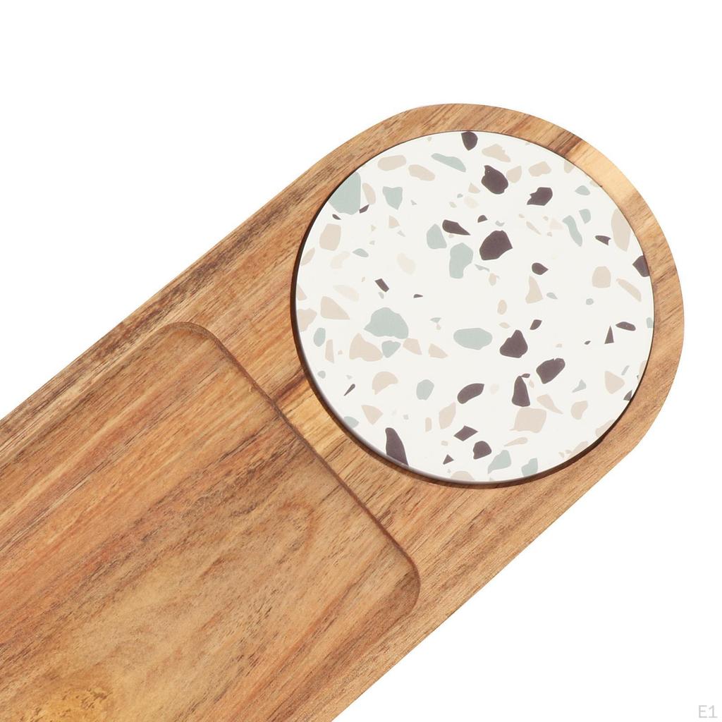 Elegant Wooden Tray Set with Ceramic Coasters for Dining