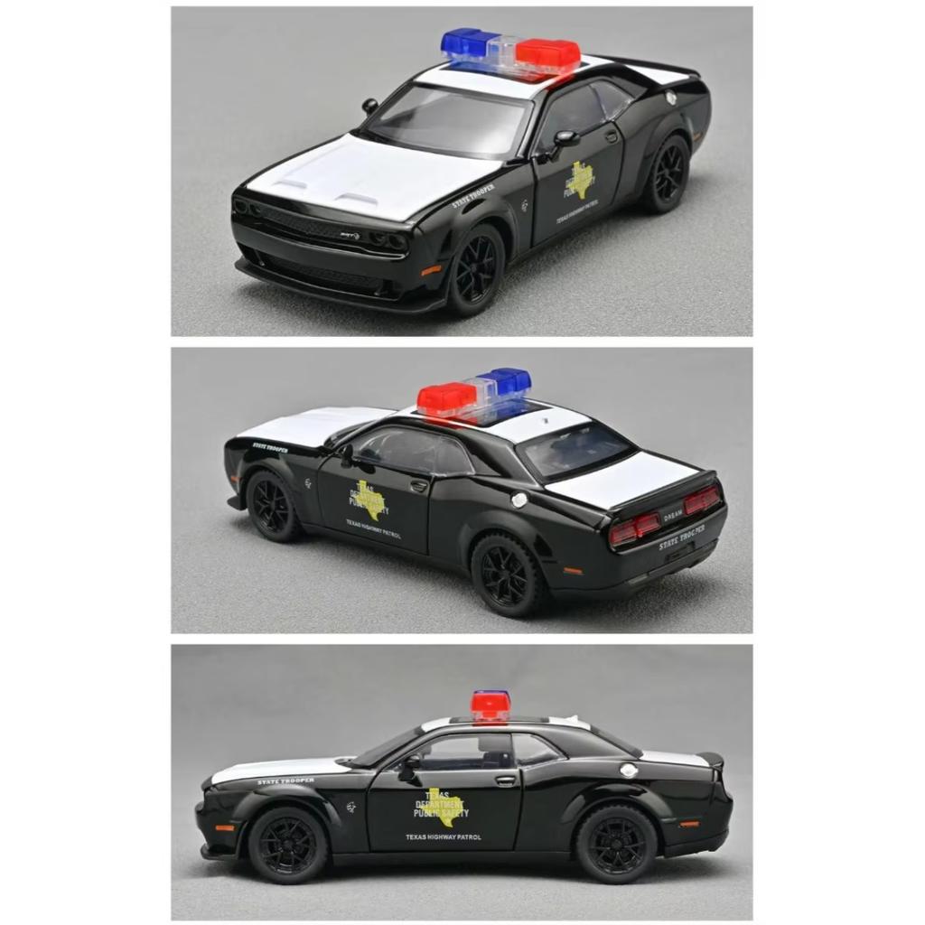 Simulation 1/32 Dodge Hellcat Police Car Die-Cast Model Pull-Back Sound and Light Collection Ornament Alloy Miniature Voiture