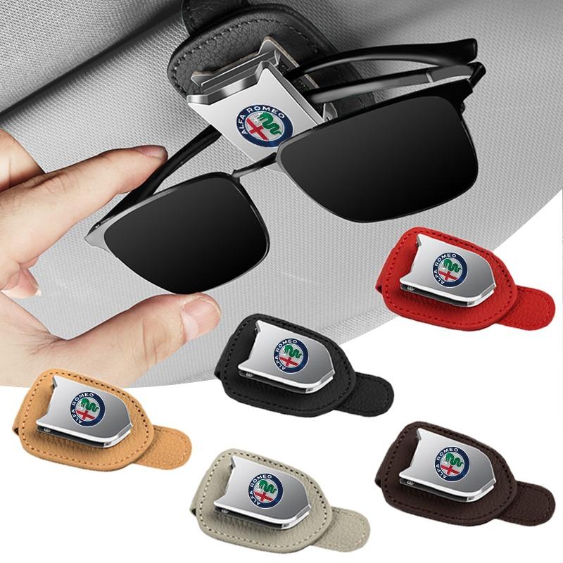 Car Auto Sun Visor Glasses Box Sunglasses Clip Card Ticket Holder Stand for Alfa Romeo Giulia Giulietta MiTo Stelvio Tonale 4C 8C Disco Volante Gloria