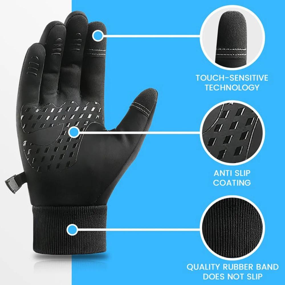 Fleece-Lined Touchscreen Winter Sports Gloves - Windproof, Non-slip, Heating for Men & Women