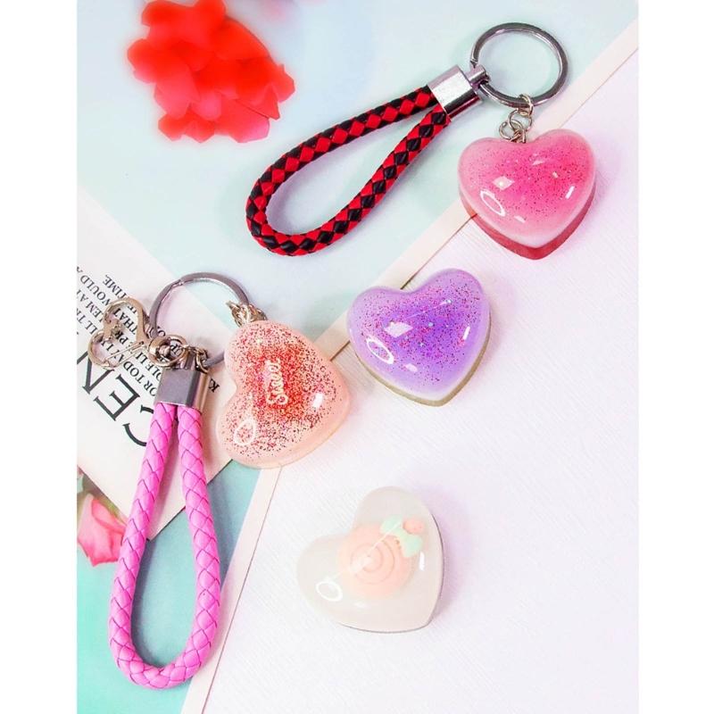 DIY Kristall Schlüsselanhänger Silikonform mit Loch, Epoxidharz Bastelformen für Valentinstag Feiertags Festival Dekorationen