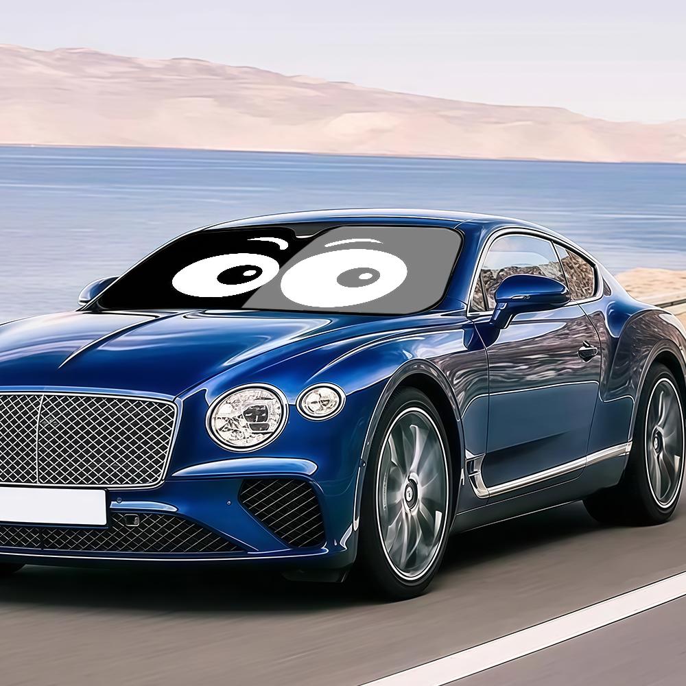 Black Funny E-expressionS Cartoon Car SunShade Personalized Windshield Anti-UV Window Windscreen Cover Shade Auto Visor