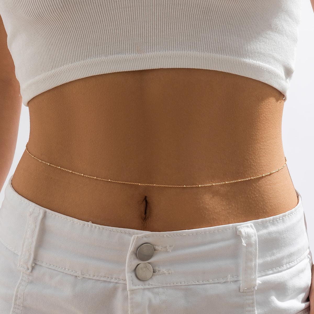 Аксессуары Сексуальная Цепочка на Талию из Металла Тонкая Цепочка, Простая Геометрическая Цепочка на Тело Цепочка на Талию