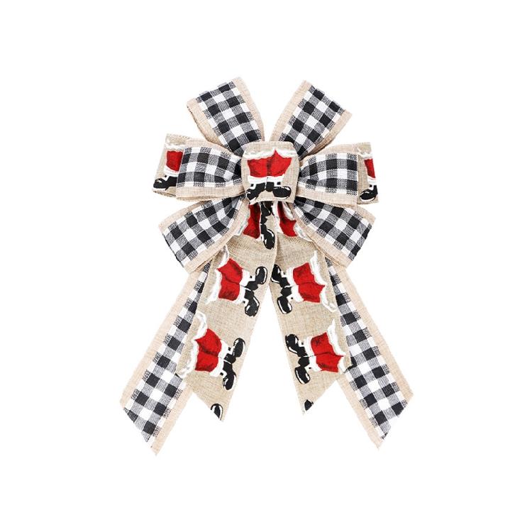 Christmas Tree Topper Large Burlap Gift Bow for Xmas Crafts 15 x 9 Inches