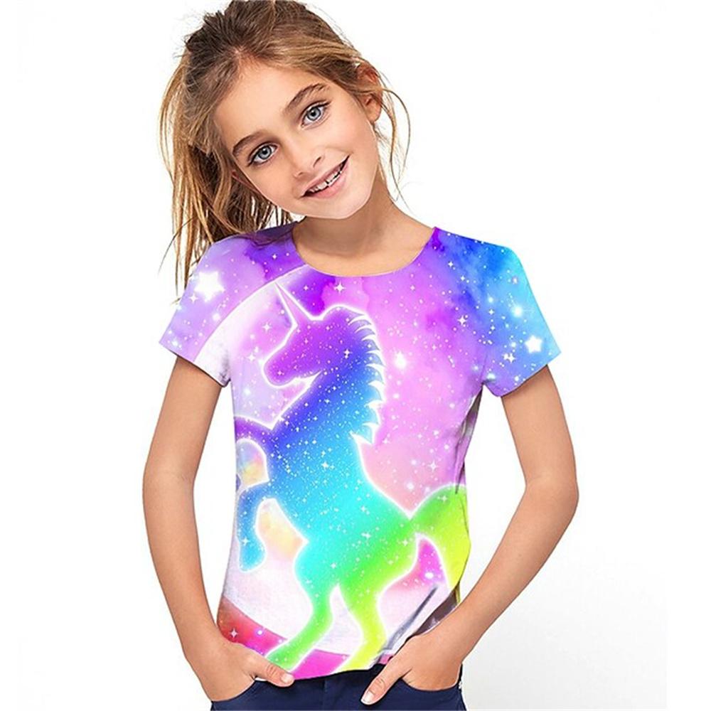 Clothes for Girls From 9 To 12 Years Unicorn Tshirt for Kids Summer Short Sleeve Kawaii T-Shirts