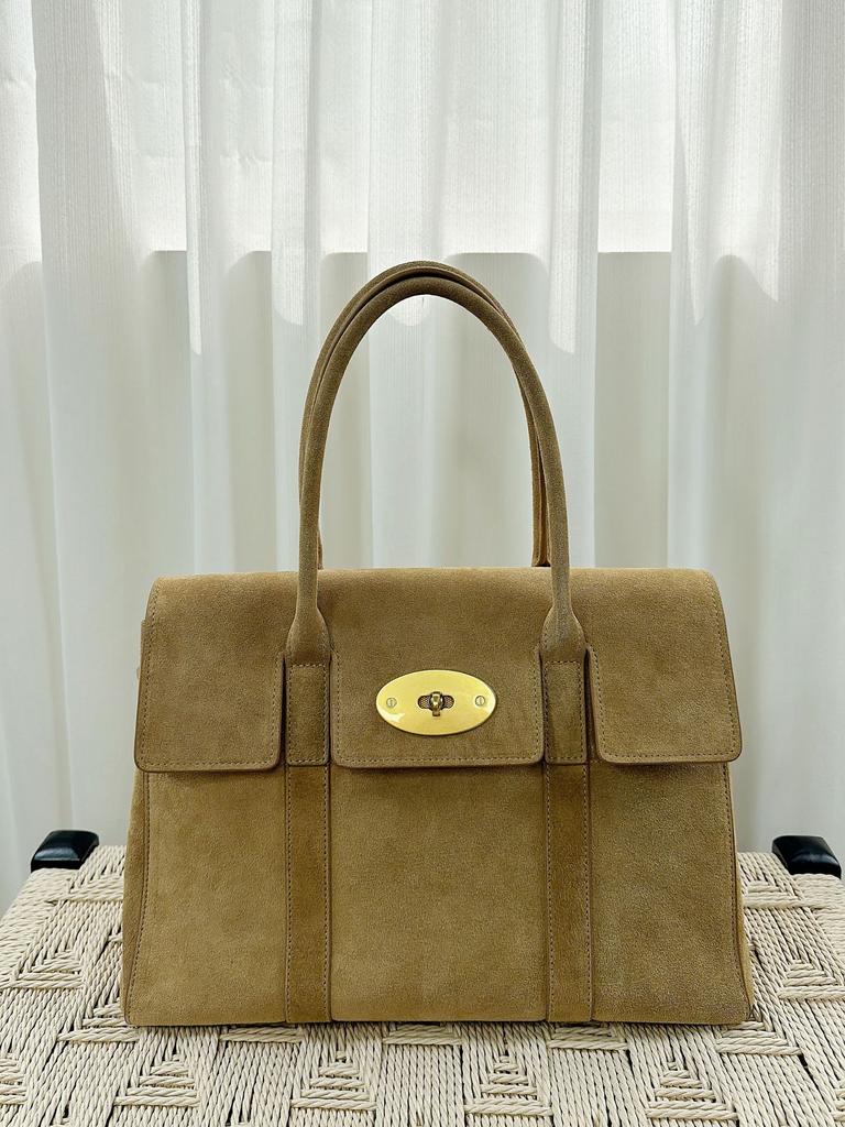 Bolso Tote de Ante Escarchado Maletín de Gran Capacidad Cuero Bolso Tote para Viajeros con Cierre Retro para Hombro/Axila para Mujer