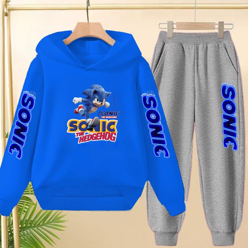 Kids 3-12Yrs Autumn Hoodie Anime Products Clothing Sports Pullover Sweatshirt+Pants Two-Piece Set Boys Girls Toddler Leisure Set