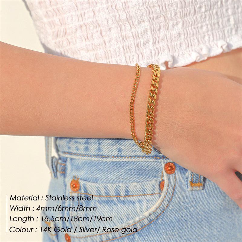 eManco Colorfast American-Style Cuban Chain Bracelet: Fashionable Instagram Hot Item for Women