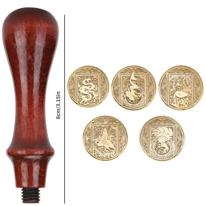 1 Set 3CM Wax Seal Stamp Star Sky Series Wax Stamp Swan Mermaid Flying Dragon Sealling Wax Wood Handle Tool