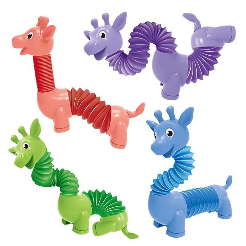 Dinosaur Telescopic Tubes Fidget Toys Cartoon Dolphins, Dogs, Sharks Stretch Pop Tubes Stress Relief Toys For Kids Party Gifts