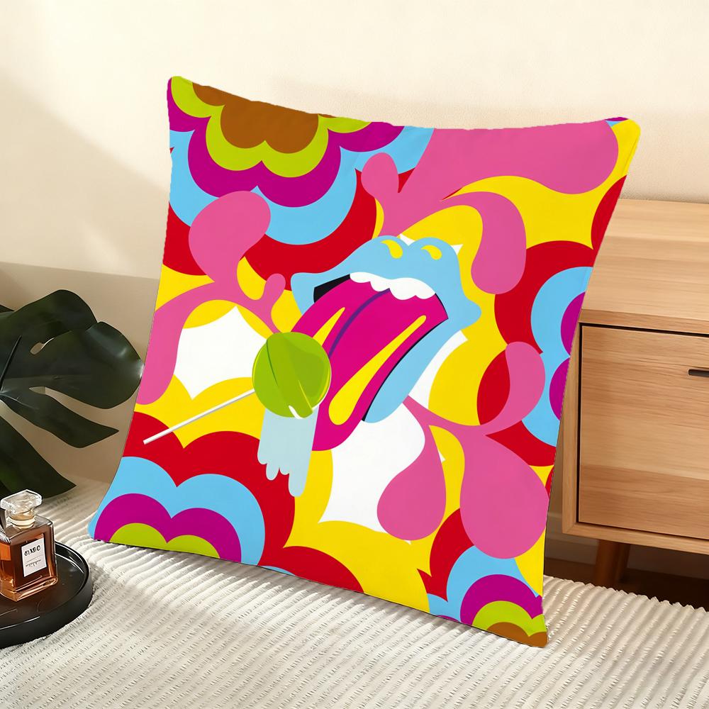 Abstract C-Chupa C-Chups Cushion Cover Soft Short Plush Pillow Cover Smooth Cozy Texture Aesthetic Cushion Case Home Decor