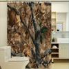 1pc Realistic Camouflage Forest Shower Curtain - Autumn Foliage Design with Brown, Green Leaves & Tree Bark, Nature-Inspired B