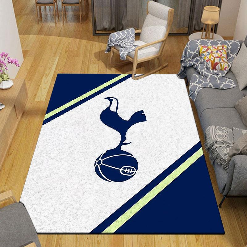 Tottenham Hotspur F.C Flannel Printed Carpet, Home Sofa Decoration for Living Room & Bedroom, Non‑Slip Play Flannel Floor Mat for Game Room