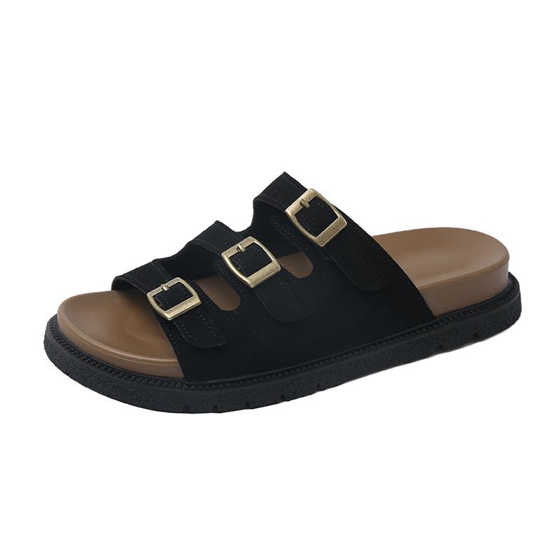 

Модные женские сандалии на платформе с поддержкой свода стопы, удобные шлепанцы из пеноматериала, легкие толстые подошвы, регулируемая пряжка 35 чёрный