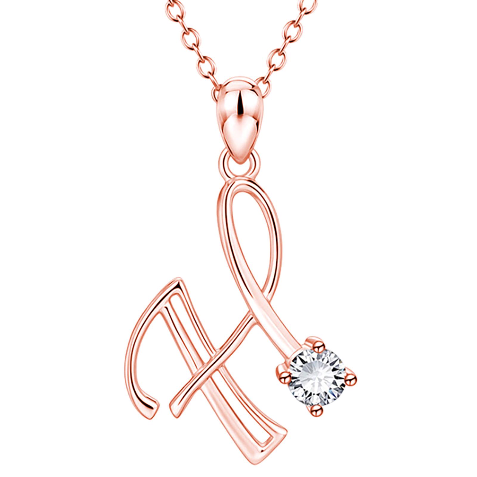 

Fashion Alphabet Letter Pendant Necklace with Embedded Crystals Elegant Initial Charm Jewelry for Daily Wear and Special Occasions One Size