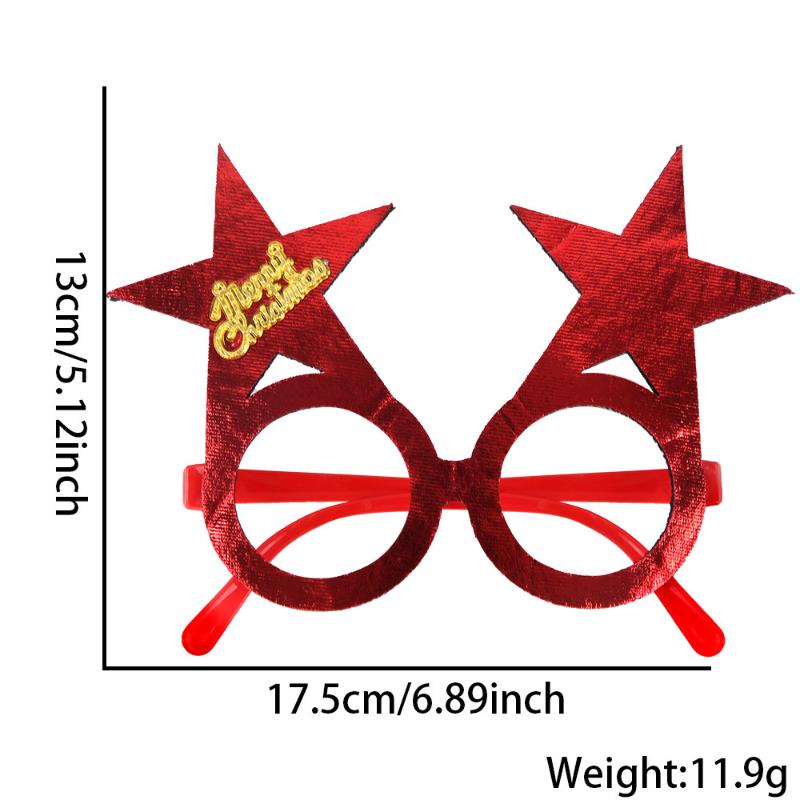 2026 Christmas Glasses Gold-Foil Cloth Snowflake Star New Year Photo Props For Party Decor