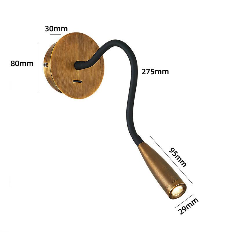 Lampă de perete flexibilă cu LED pentru citire cu gât de gâscă, lumina de perete modernă, montată pe perete, pentru dormitor, reflectoare pentru studiul de inginerie hotelieră