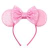 Mouse Ears Headband For Girls Adults 5'' Sparkly Sequin Bow Hairband Festival Party Travel DIY Hair Accessories