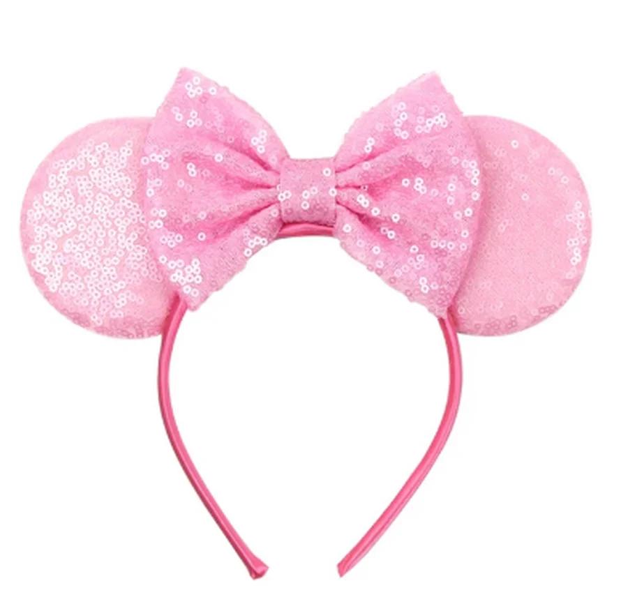 Mouse Ears Headband For Girls Adults 5'' Sparkly Sequin Bow Hairband Festival Party Travel DIY Hair Accessories