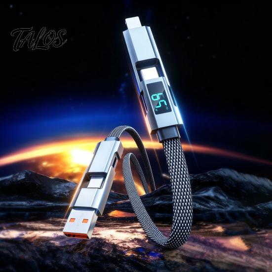 Talos Multi-Level High-Power Data Cable, Fast Charging Up To 100W, USB Type-C 8-Pin Charger Cable with Real-Time Digital Display, Durable Braided for