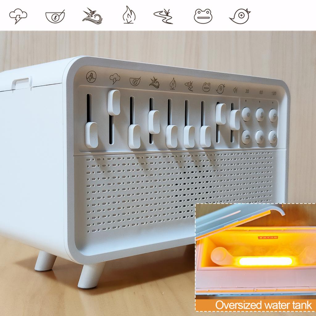 Intelligente Weißrauschmaschine Diffusor Luft Aroma Diffusor Luftbefeuchter 8 Weißrausch-Einstellungen Nachttischlampe Nachtlicht Bluetooth-Lautsprecher