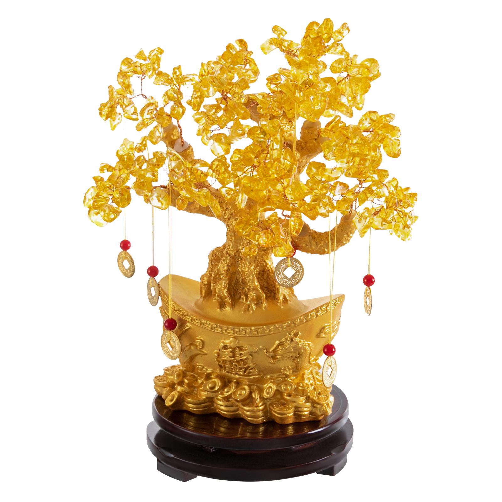 

Золотое денежное дерево для удачи, Современный фэн-шуй настольный сувенир для привлечения богатства, Декор для офиса и дома, Счастливый подарок золотистый