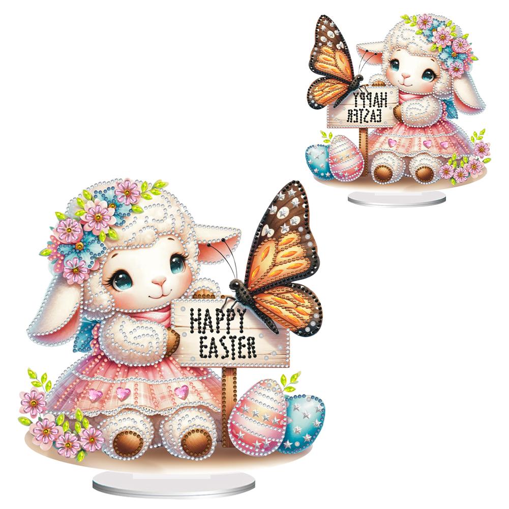 Easter Sheep Diamond Painting Tabletop Ornaments Kit Acrylic Special Shape Diamond Painting Desktop Decors Bedroom Table Decor