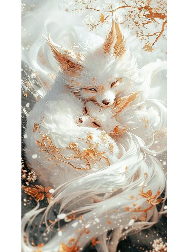 5D DIY Diamond Painting Dream Sun Moon Elf Fox New Series 2024 Mosaic Full Square Round Diamond Embroidered Home Decoration