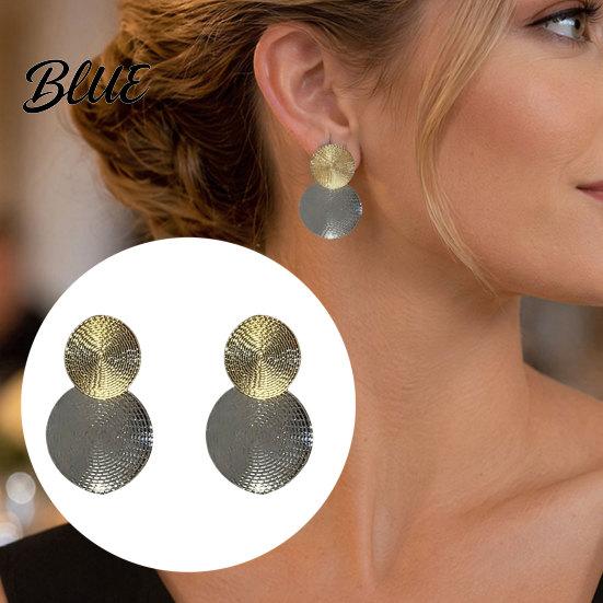Versatile Earrings 1 Pair Large Double Round Disc Dangle Drop