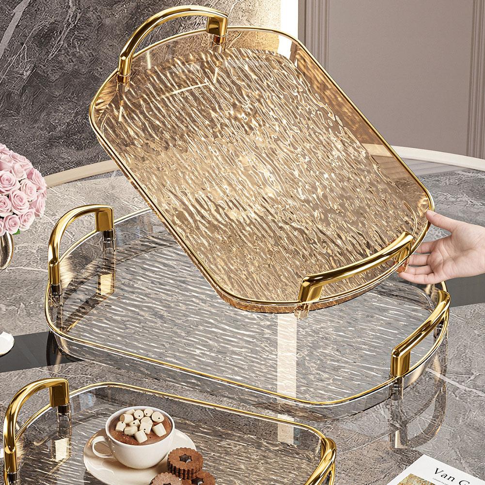 Food Platter Clear Plastic Serving Tray With Handles Versatile Dining Tea Serving Platter For Home Restaurant Cafe Decorate Tray