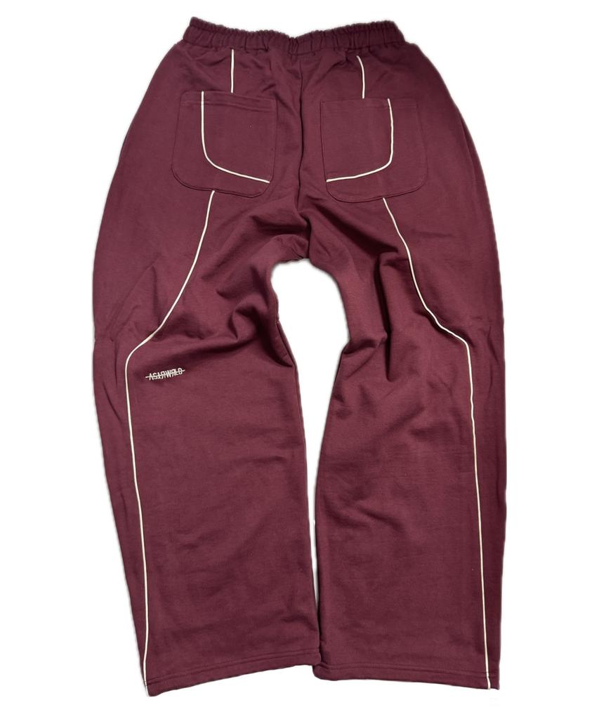 Aseuteleuwoldeu Symbol Logo Two-Tuck Cotton Track Pants (Burgundy)