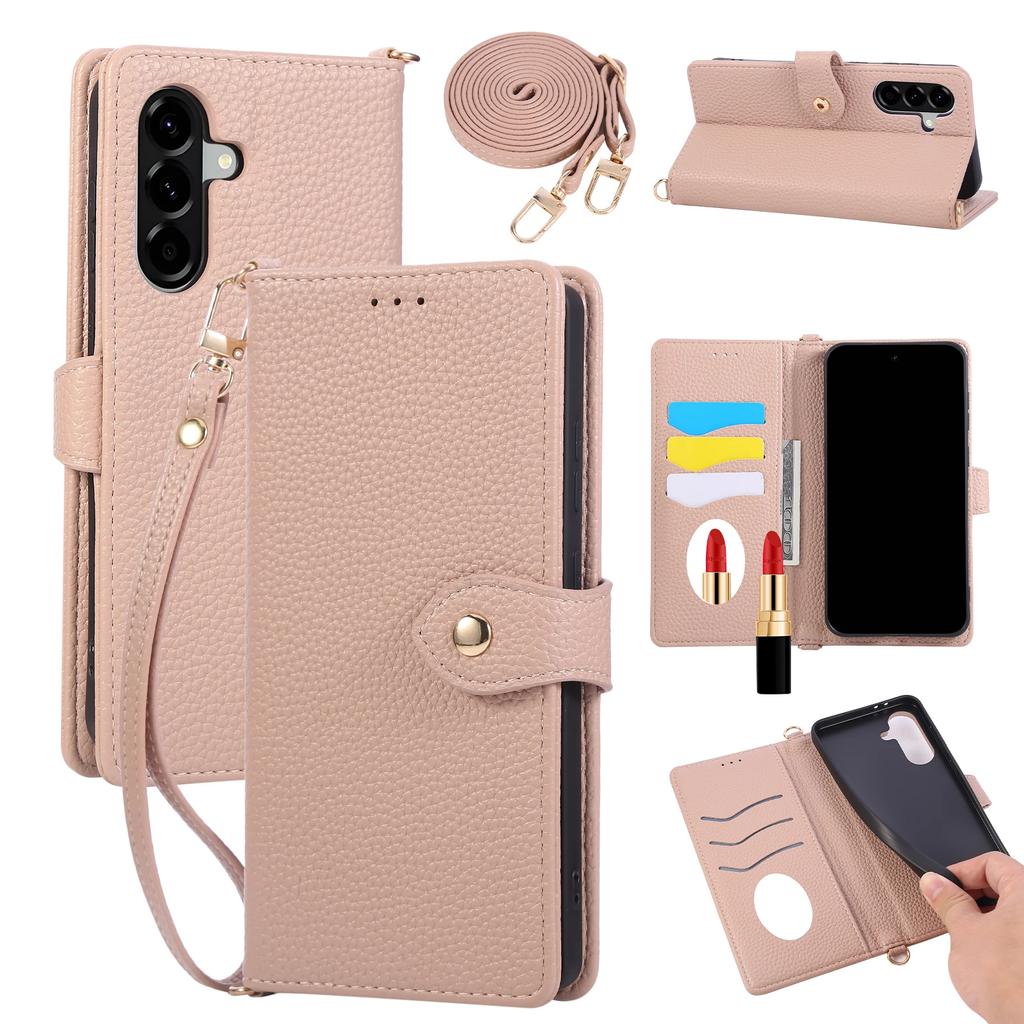 Mirror Card Holder Lanyard Case Cover for Samsung Galaxy A13 A23 A33 A53 A73 A12 A22 A32 A52 A91 5G Leather Protective Cover
