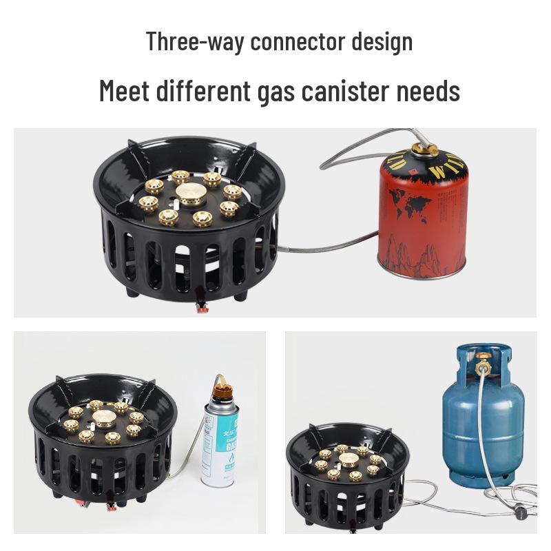 Nine-Head Portable Outdoor Gas Stove for Camping and Picnics