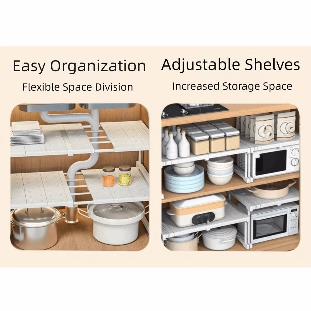 Multi Layered Telescopic Shelves Expandable Wardrobe Divider Organizer Shelf Kitchen Sink