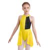 Kids Girls Sleeveless Shiny Rhinestone Decor Backless Leotard Dress for Lyrical Contemporary Dance