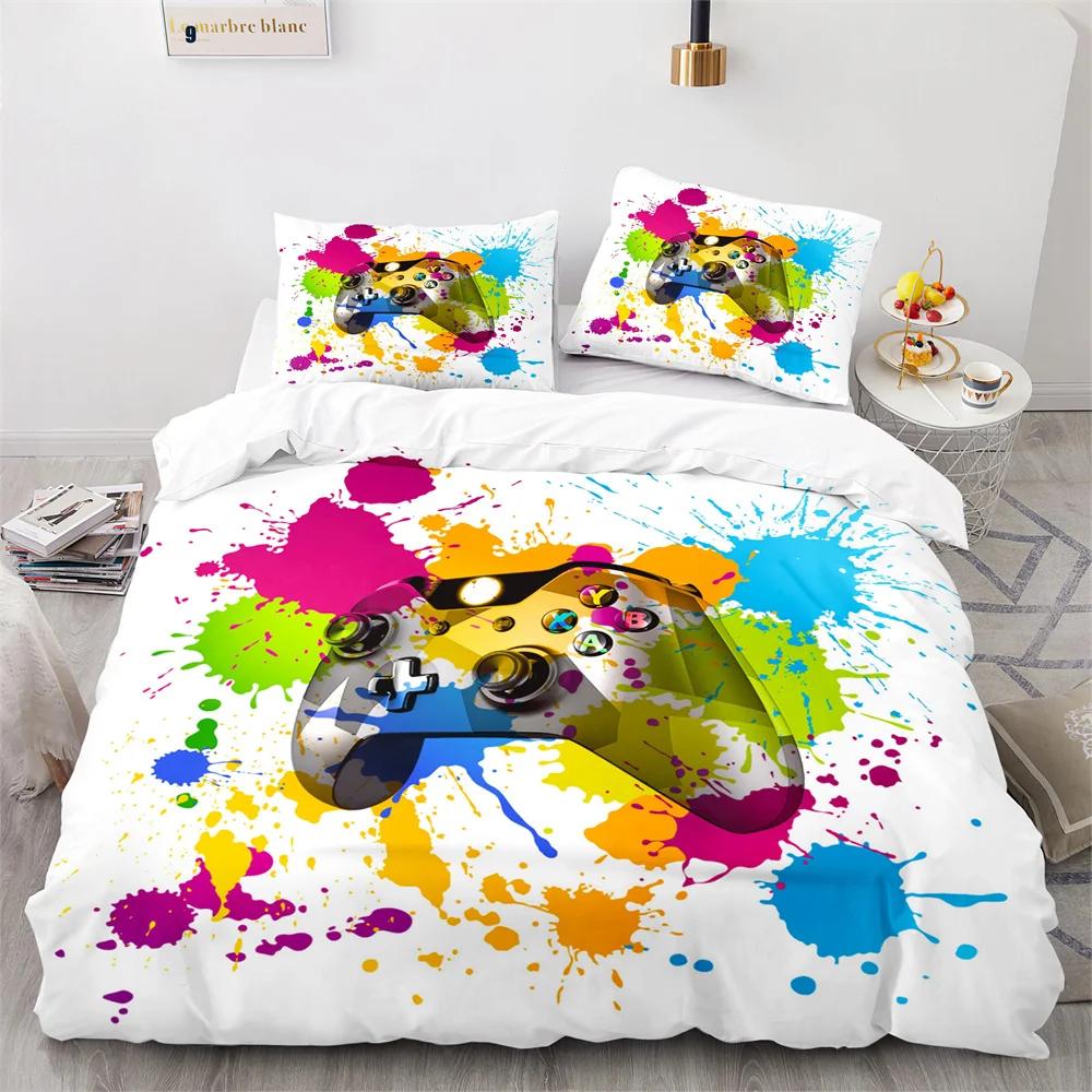 Comforter Colourful Gamepad Single Double Size Video Gamepad Pattern Boy For Bedroom Decor Polyester Comforter