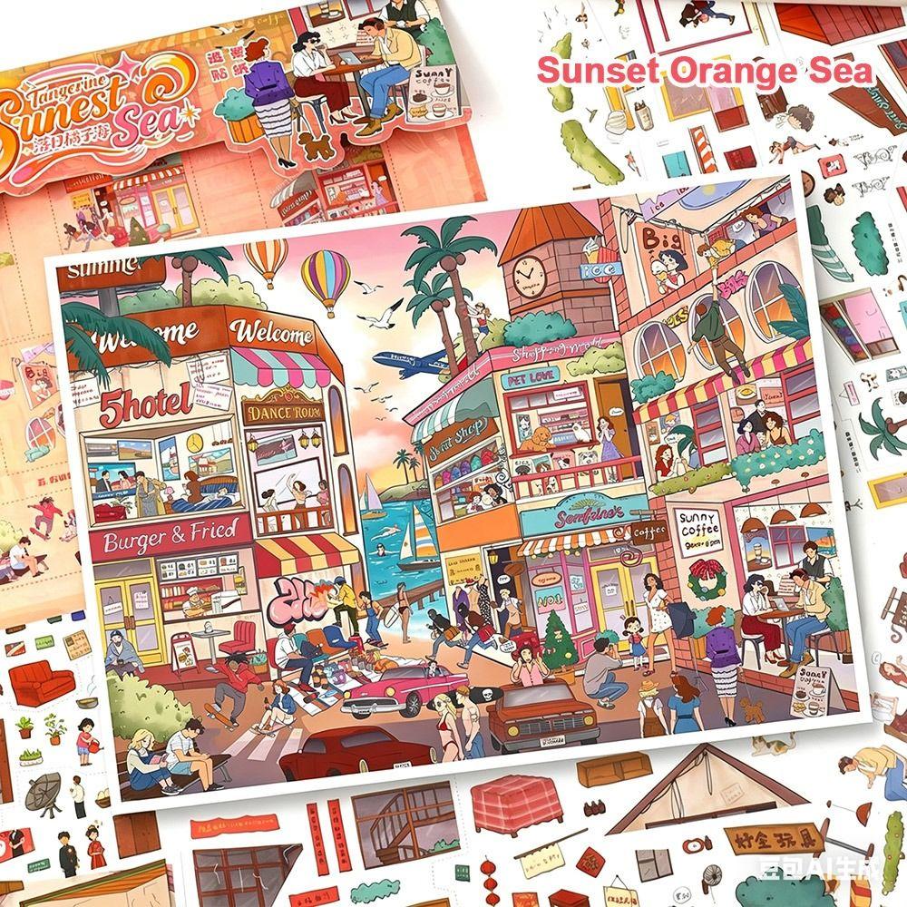 DIY Design Landscape Sticker Kawaii Design Street Scene Sticker Festival Decoration
