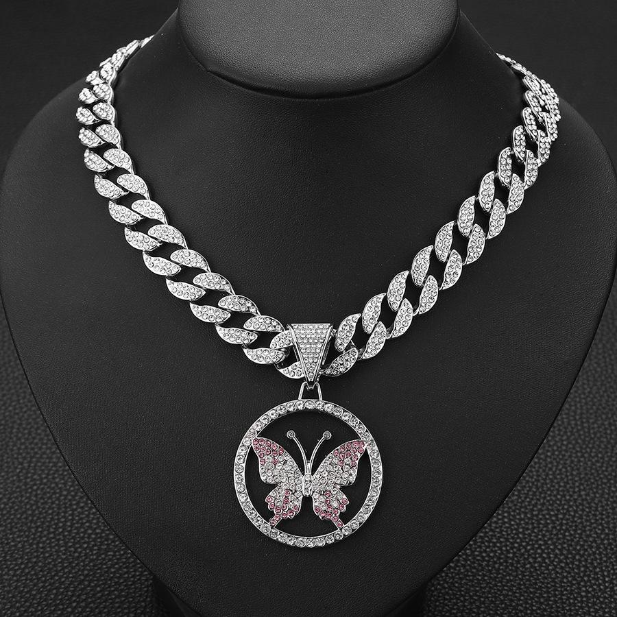 

Unisex Hip Hop Full Diamond Butterfly Pendant Necklace
