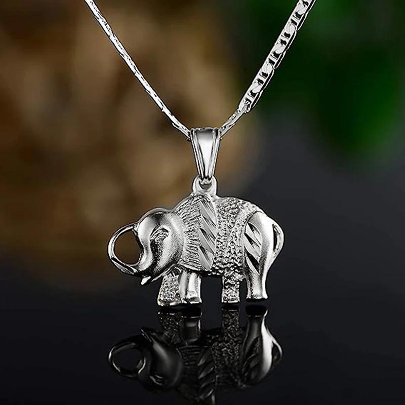 Huitan Personality Elephant Pendant Necklace Women Metal Gold Color/ Color Hip Hop Animal Accessories Rock Girls Jewelry