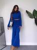 2024 Autumn Knitted Solid Crop Top & High-Waisted Wide-Leg Pants Set