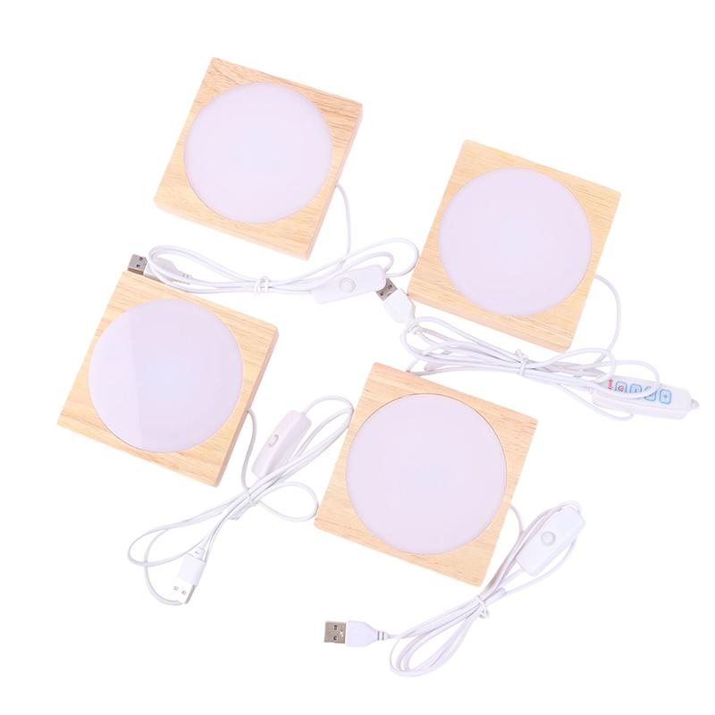 1Pc 10*10cm Wood Light Base Wooden Led Light Rotating Display Stand Lamp Holder Lamp Base Art Ornament