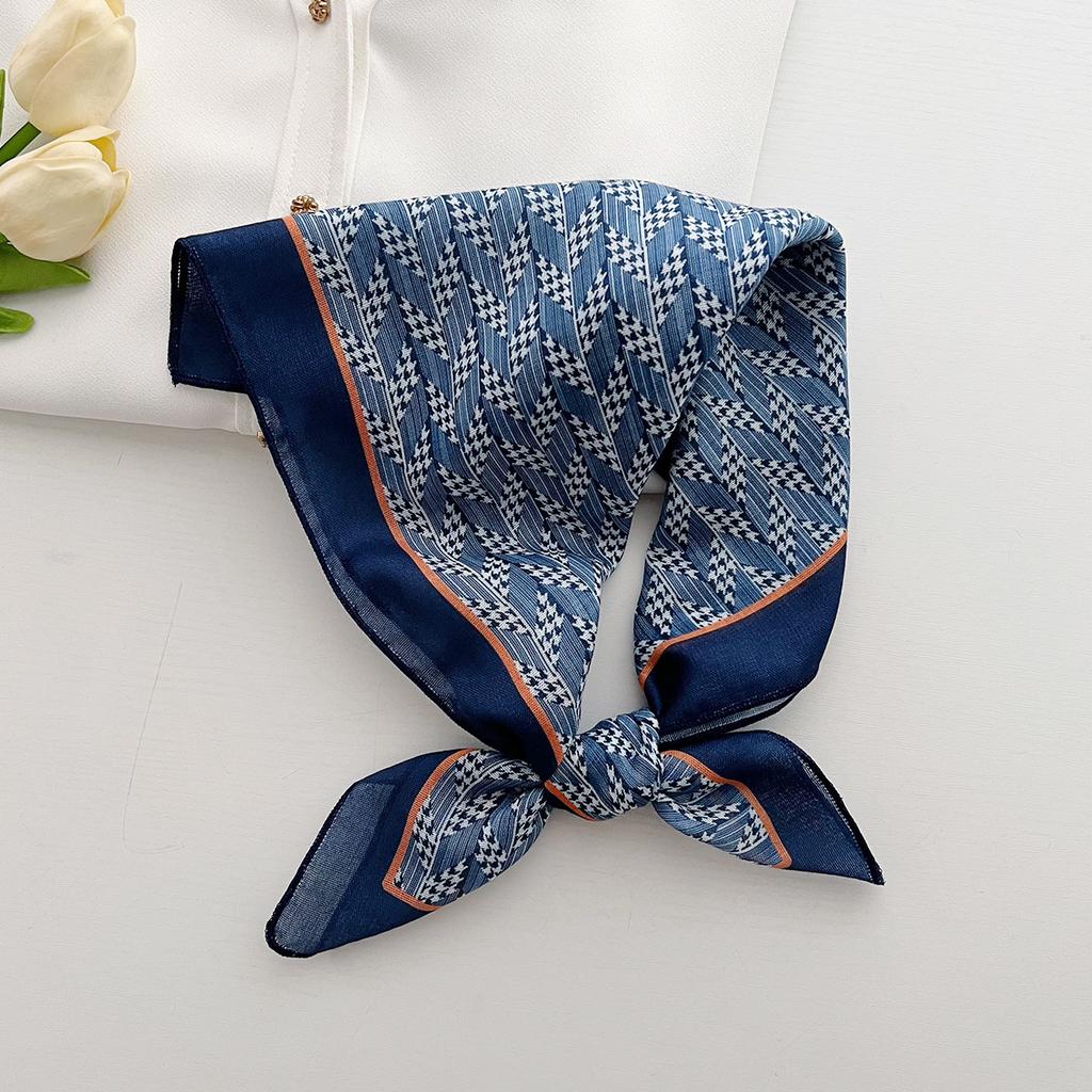 Summer New Literary and Retro Small Square Scarf Fashion Temperament Scarf Silk Scarf Wheat Ear Printing Versatile Women's Neck Scarf